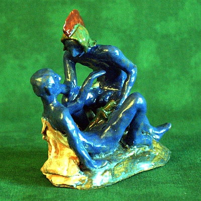 Figuren aus Ton von Fabian Williges - St. Martin mit Bettler - fr Gisela Williges