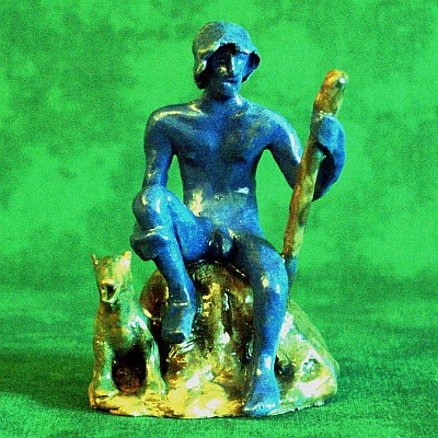 Figuren aus Ton von Fabian Williges - Hirtenknabe mit Hund